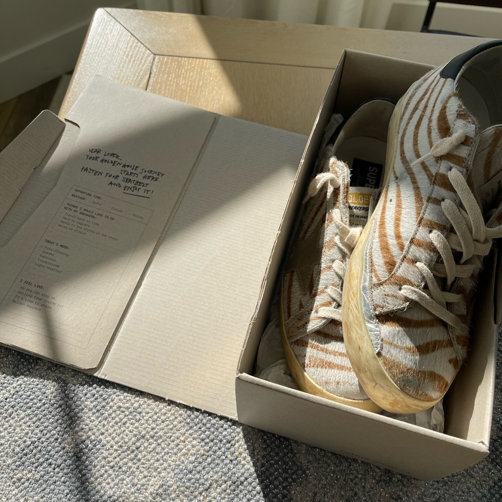 Golden goose zebra camel tennis shoes in size 40